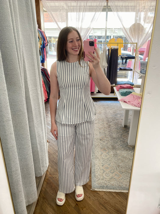 Sailor Stripe Trousers - White/Navy