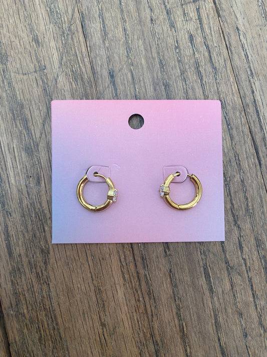 Erin Diamond Ring Hoop Earrings - Gold