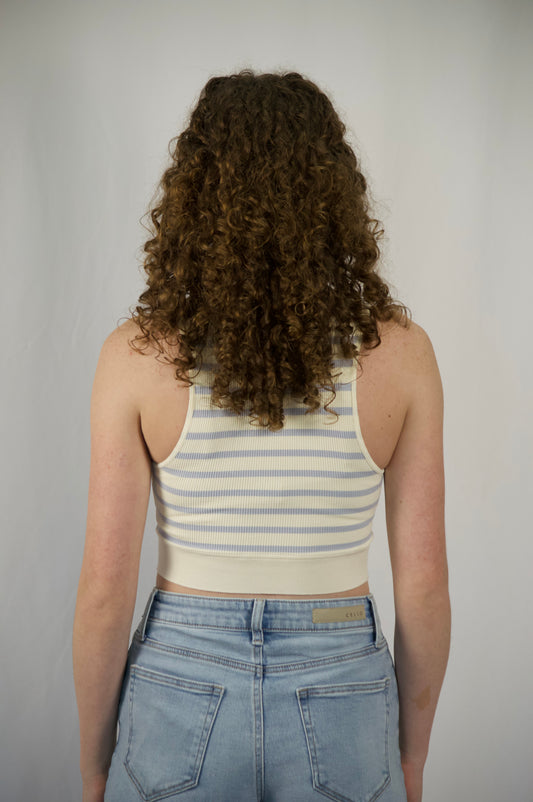 Sara-Quinn Striped Tank - Cream Pale Blue