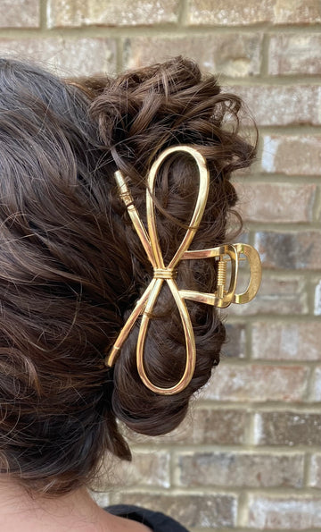 Gracie Bow Claw Clip - Gold