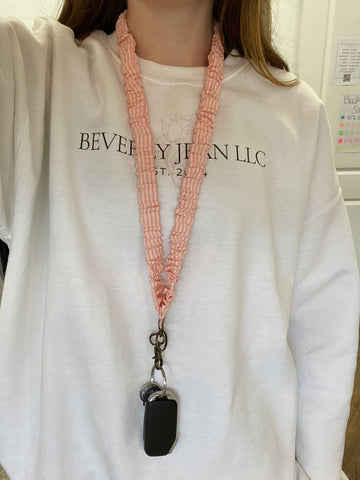 Madalynn Lovely Stripes Scrunchie Lanyard - Pink