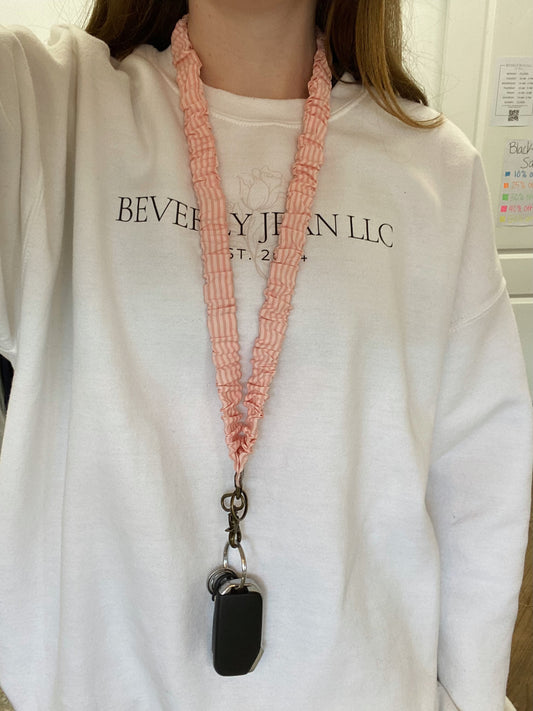 Madalynn Lovely Stripes Scrunchie Lanyard - Pink