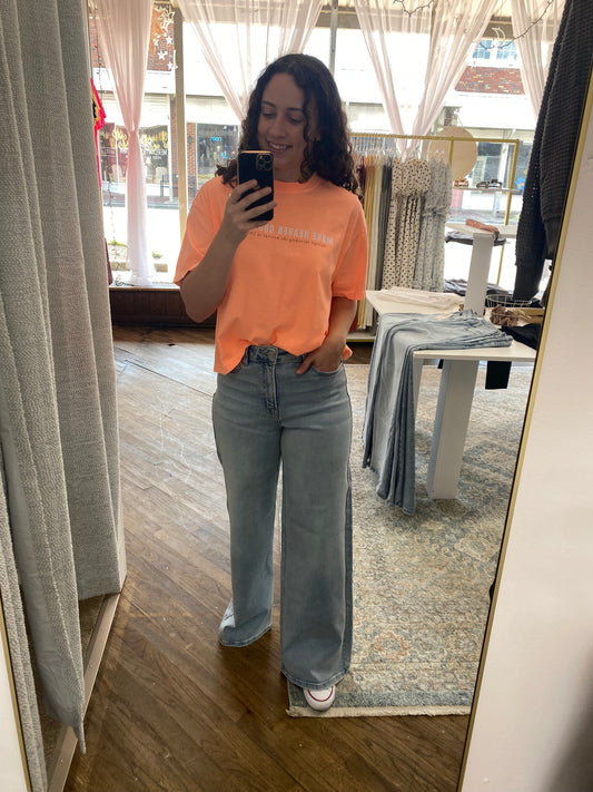 Make Heaven Crowded Boxy Tee - Neon Cantaloupe