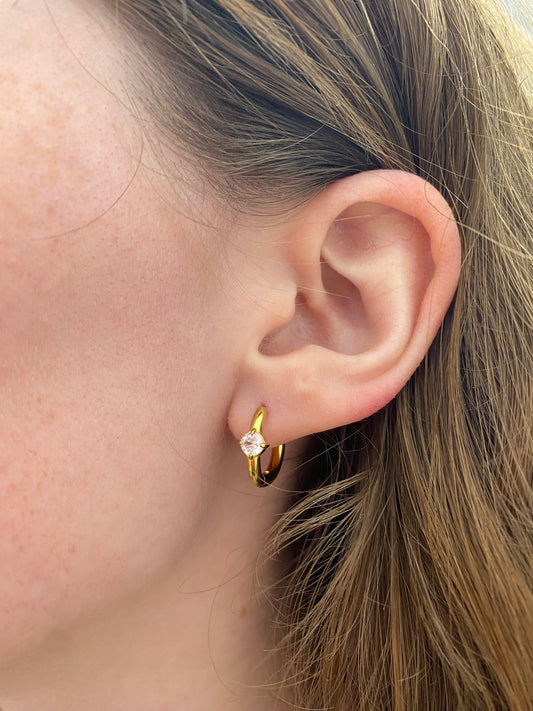 Erin Diamond Ring Hoop Earrings - Gold