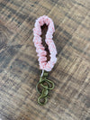Pink and Coral Striped Keychain