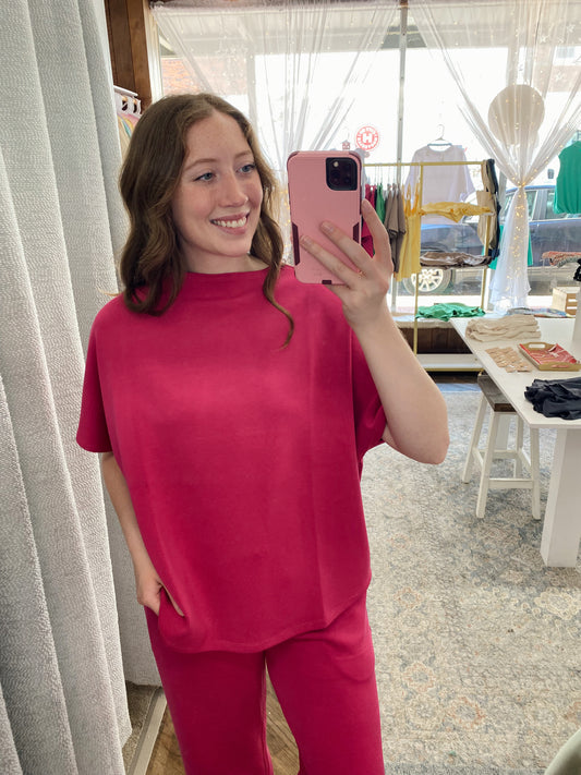 Dalys Casual Comfort Top - Plum Pink