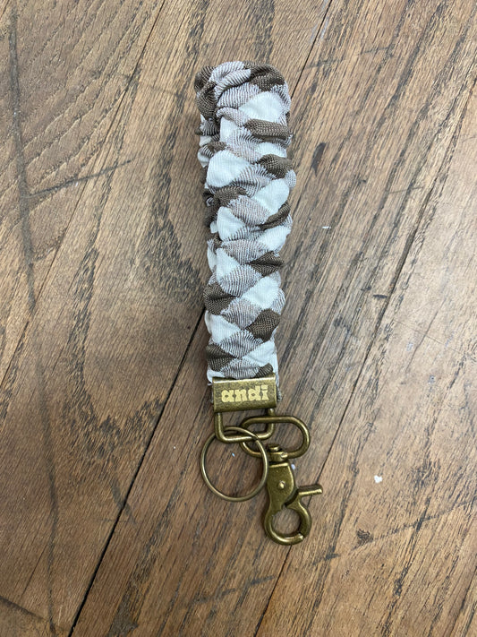 Brown Checkered Keychain