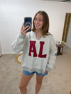 'Alabama/AL' Reversible Oversized Pullover - Heather Grey