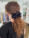 Jessica Satin Jumbo Scrunchie - Black