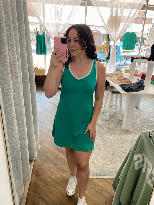 Emmie Active Dress Romper - Emerald/White