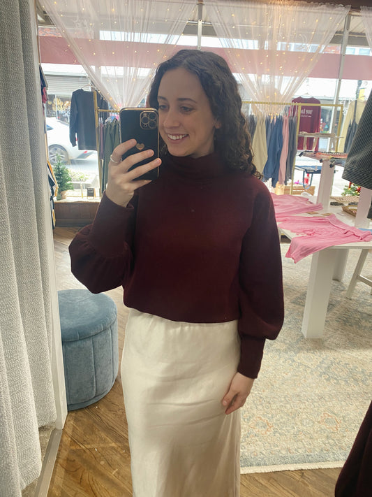 Aspen Turtleneck Sweater - Burgundy