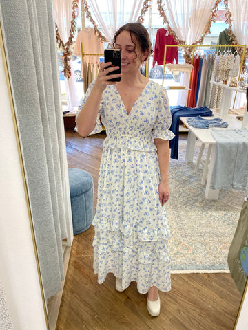 Ella Blue Floral Maxi Dress