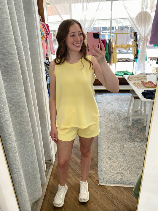 Bea Scuba Tank Top - Yellow Glow