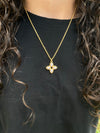 Liz Square Pearl Cross Necklace