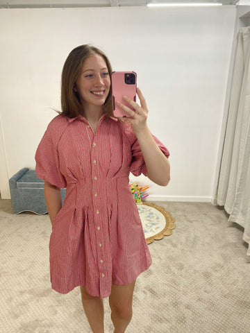 Briar Striped Pleated Waist Mini Dress