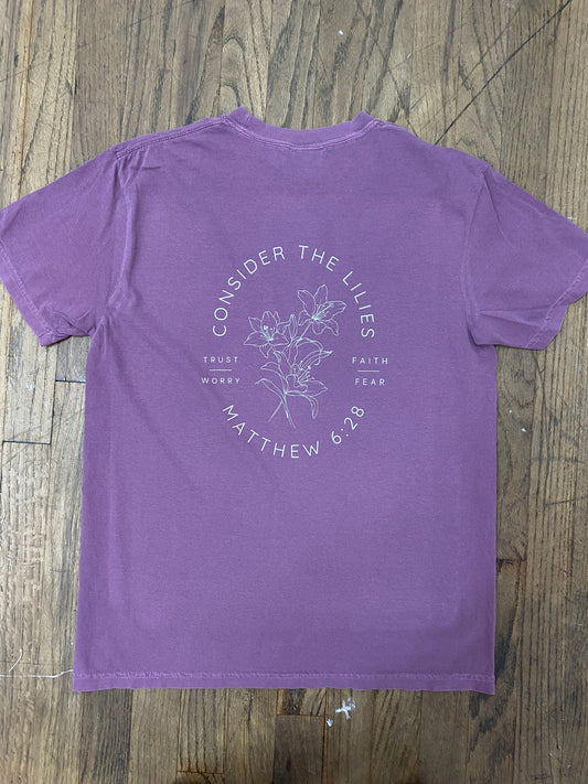 Consider the Lilies Tee - Berry