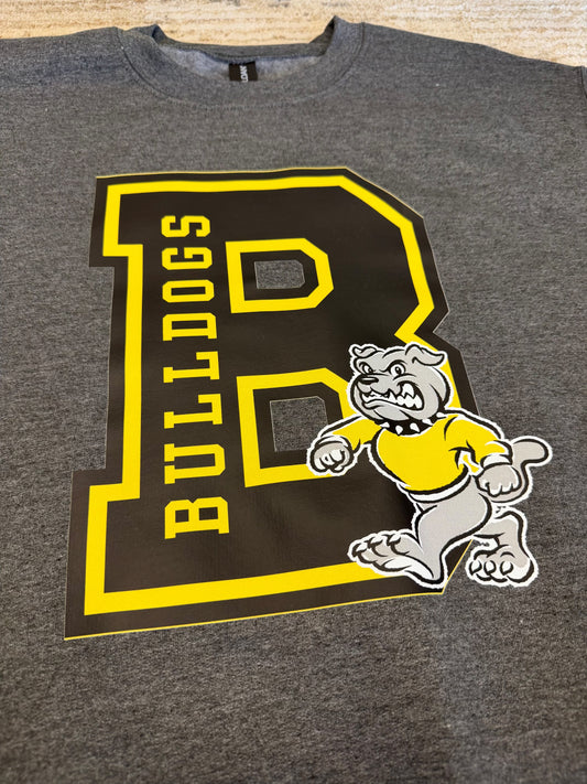 "B" Bulldog Mascot Sweatshirt - Fan Charcoal Heather
