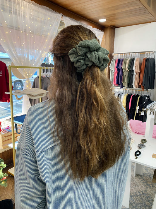 Kori Green Knit Jumbo Scrunchie
