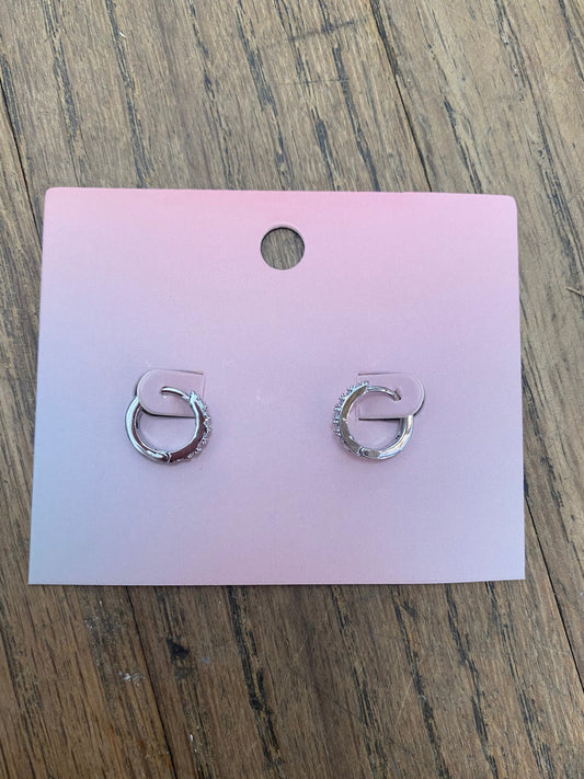 Kiera Crystal Hoops - Silver