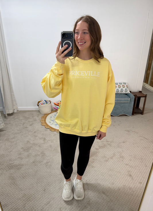 Priceville Established Sweatshirt- Butter Yellow