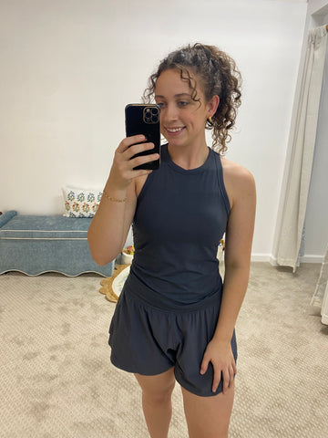Abigail Racer Back Tank Top - Charcoal
