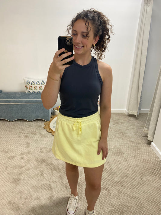 Mallory Scuba Flat Piping Skort - Lemonilla/Cream