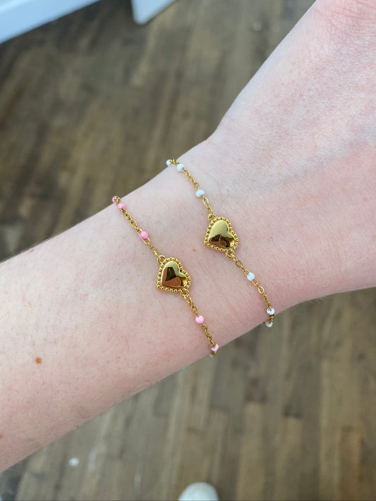 May Dainty Heart Bracelet - White