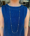 April Long Chain Pearl Necklace - Gold