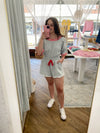 Dakota Ribbed Band Romper - Heather Grey