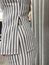 Sailor Peplum Sleeveless Top - White/Navy