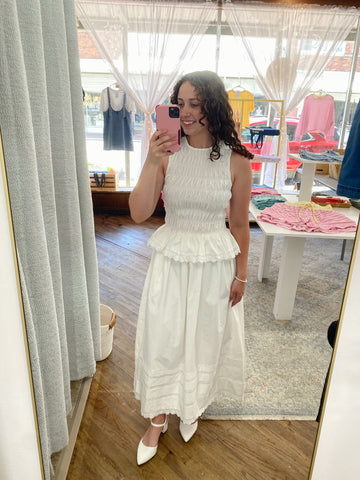 Rosie Ruffle Smocked Top - Off White