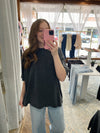 Kenia Mineral Washed Oversized Basic Top - Black