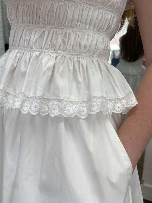 Rosie Ruffle Smocked Top - Off White