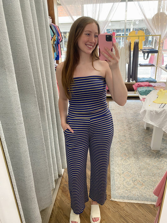 Jesse Striped Tube Top - Navy/Yellow